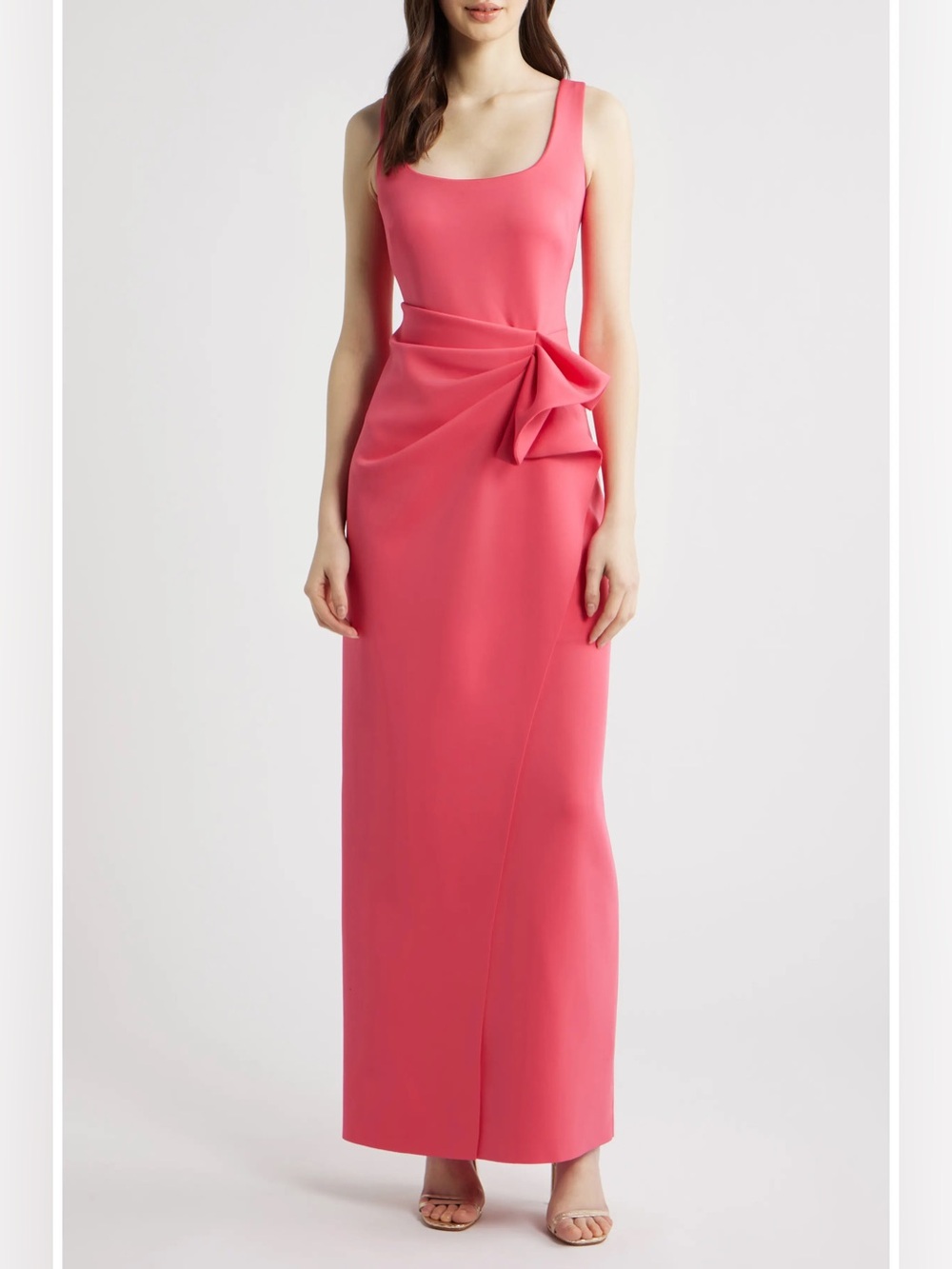 Vince Camuto Coral Pink Sleeveless Draped Column Dress - Picture 1 of 6